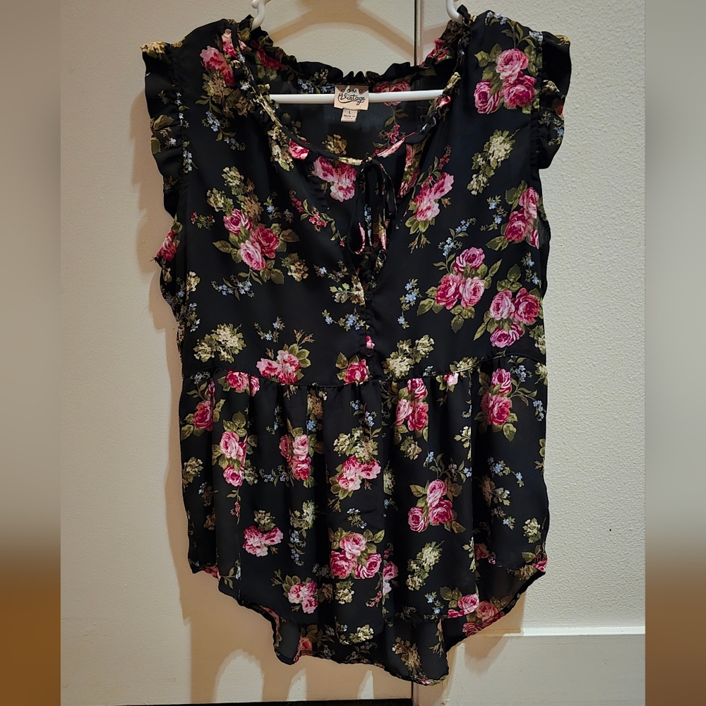 Floral Sheer Sleeveless Blouse Leightweighy